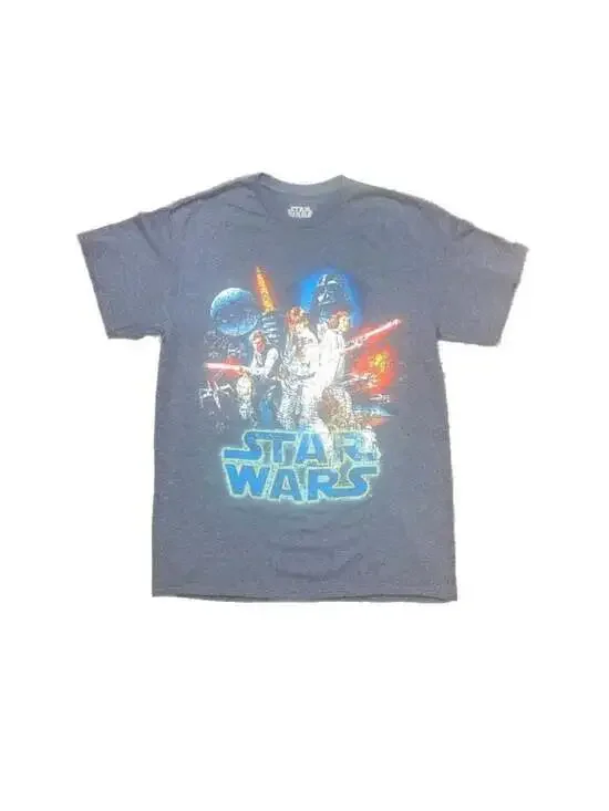 Star Wars A New Hope Movie Poster Graphic T-Shirt Heather Navy Blue - Picture 3 of 4